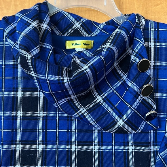 XL blue plaid retro dress. - Picture 3 of 4